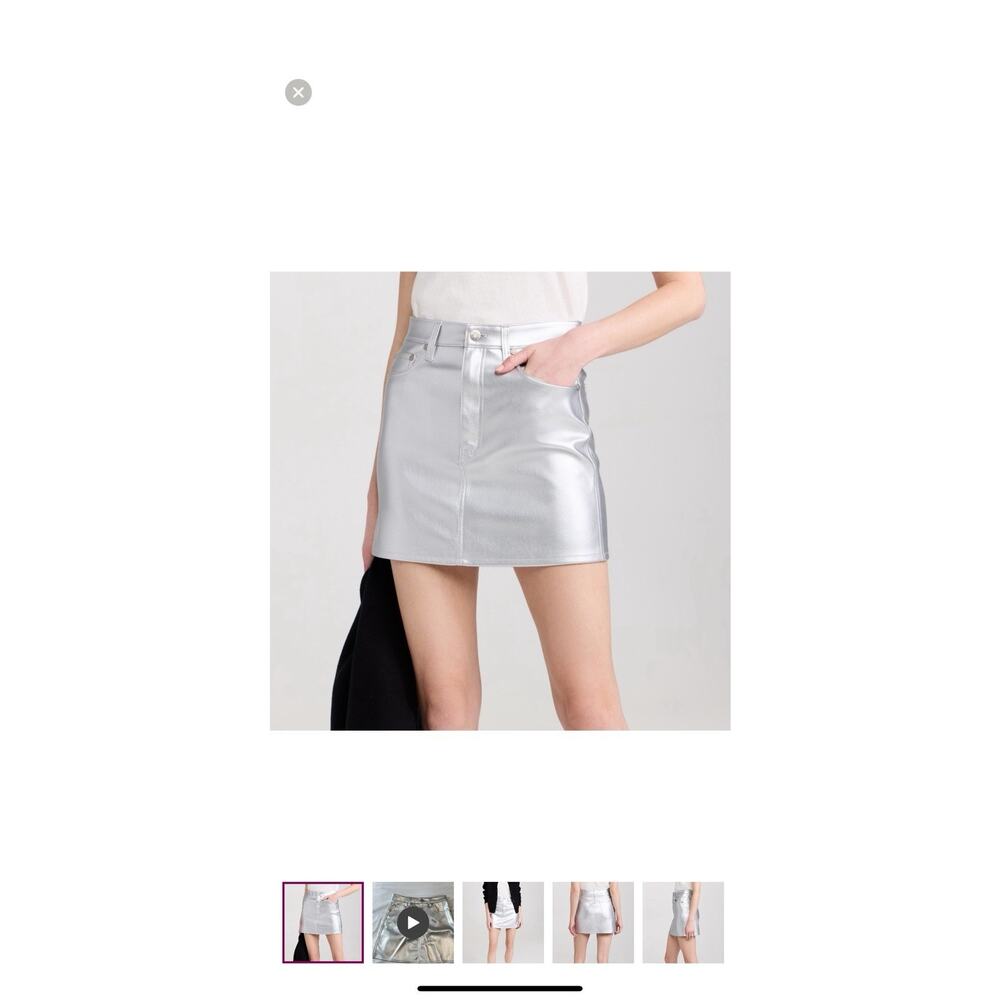NWT! Daze Denim Sustainable Stash Metallic Silver Mini Skirt Woman's Size 27
